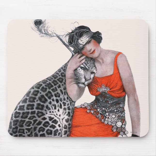 Dame und Leopard Mousepad (Vorne)