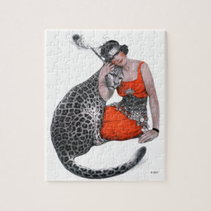 Dame und Leopard Puzzle