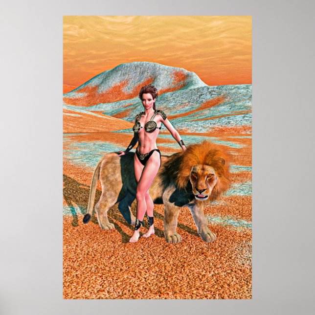 Dame und Löwe Poster (Vorne)