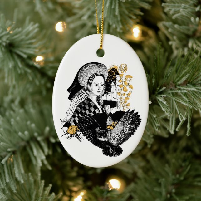 Dame und Nachteule Keramik Ornament (Baum)