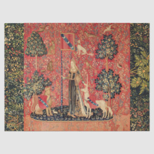 DAME UND UNICORN Löwe, Fantasie-Blumen, Tiere Seidenpapier