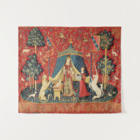 DAME UND UNICORN Löwe, Fantasie-Blumen, Tiere