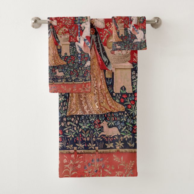 Dame und Unicorn mittelalterlicher Geruch Badhandtuch Set (Insitu)