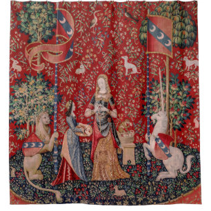 Dame und Unicorn mittelalterlicher Geruch Duschvorhang
