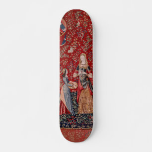 Dame und Unicorn mittelalterlicher Geruch Skateboard