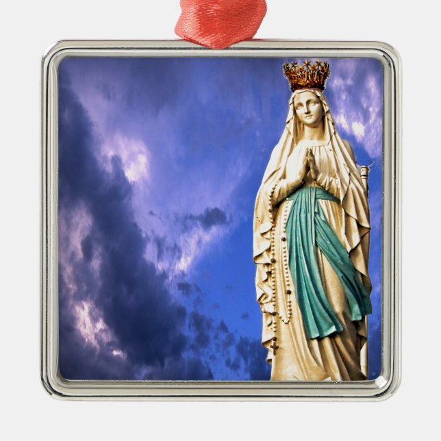 Dame von Lourdes Silbernes Ornament (Vorne)