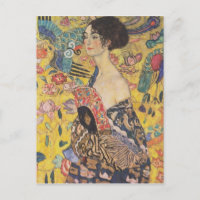 Dame With Fan Postcard Gustav-Klimt