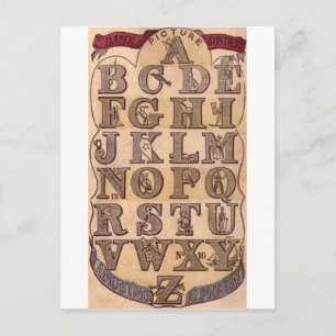 Dame Wonders amüsantes Alphabet Postkarte