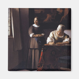 Dame Writing ein Buchstabe Magnet