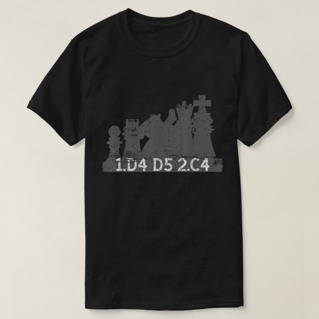 Damegambit-Schacheröffnungs-Design T-Shirt (Design vorne)