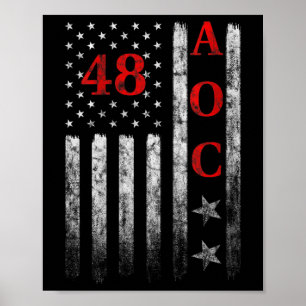 Damen 2028 Aoc Präsident Amerikanische Flagge Vint Poster