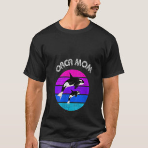 Damen 80er Orca Mama Retro Vintage Sonnenuntergang T-Shirt