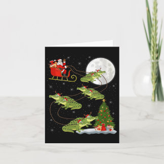 Damen-Alligator-Weihnachtsmann-Schlitten-Flug-Funn Karte