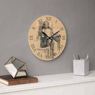 Damen Bleistift Grafiken auf Kunsthandwerk Große Wanduhr