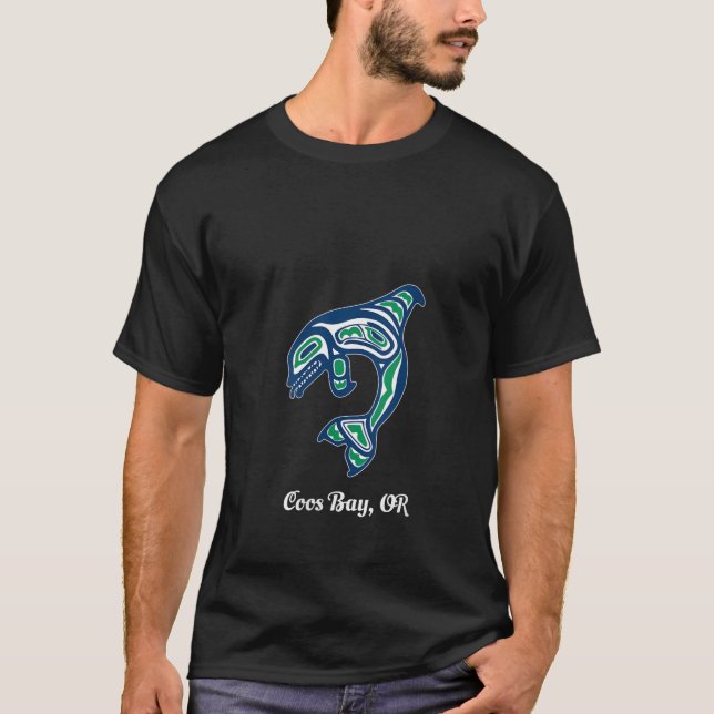 Damen Blue Green Indica American Coos Bay OR Orca T-Shirt (Vorderseite)