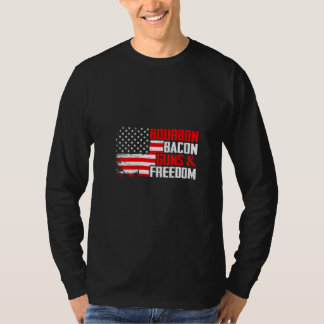 Damen Bourbon Bacon & Freedom USA Amerikanische Fl T-Shirt