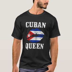Damen Cuban Queen Kuba Flagge Stolz Vintage Mädche T-Shirt