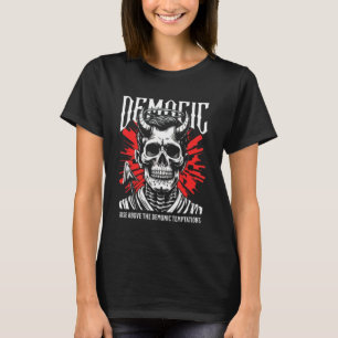 Damen "Demonisches" Gothic-Totenkopf T-Shirt - Dun