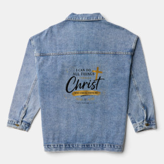 Damen-Denimjacke Ich kann alle Dinge tun Jeansjacke