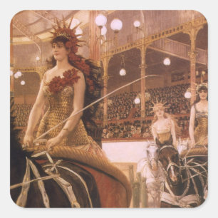 Damen der Wagen (auch bekannt als Zirkus) von Jame Quadratischer Aufkleber