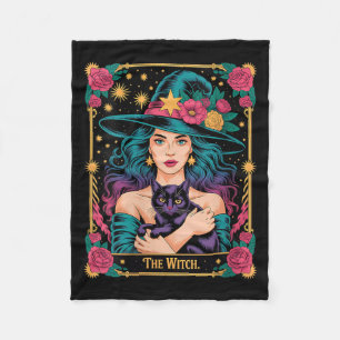 Damen Die Hexenkarte Halloween Gothic Witchy Fleecedecke