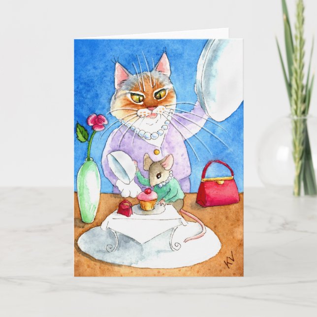 Damen, die Karte oder Einladung zu Mittag essen (Vorderseite)