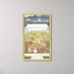 Damen, die Musik in einem Garten, von der Leinwanddruck