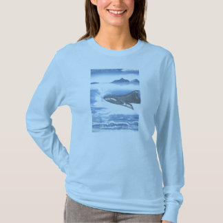 Damen eines Spritzens Blau-Shirt herstellen T-Shirt