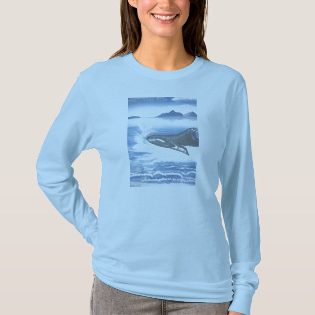 Damen eines Spritzens Blau-Shirt herstellen T-Shirt (Vorderseite)