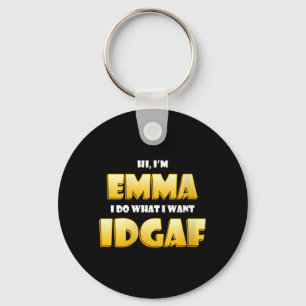 Damen Emma Witz IDGAF Meme Lustiges Halloween Mädc Schlüsselanhänger