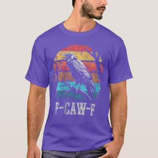 Damen F Krächz F Schwarze Krähe Retro Sonnenunterg T-Shirt