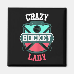 Damen Feldhockey-Shirt Lustig Verrückte Hockey-Dam Magnet