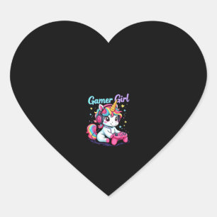 Damen Gamer Girl Gamer Einhorn Tank Top Herz-Aufkleber