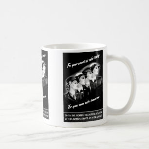 Damen gehen zur nächsten Rekrutierungs-Station Tasse