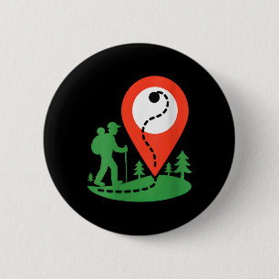 Damen Geocaching Wandern V-Ausschnitt Button