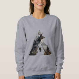 Damen-Geometrischer-Berghirsch-Wilderness-Sweatshi Sweatshirt