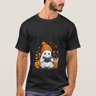 Damen-Ghost-Lesebuch mit Herbstlauben Hallowe T-Shirt