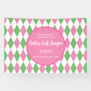 Damen-Golf-Liga Pink Green Argyle Individuelle Ban Banner