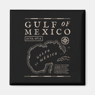 Damen Golf von Mexiko 1672 Historische Karte V-Aus Magnet