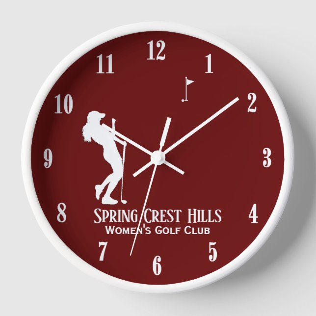 Damen Golf Zwei Linien Persönlicher Maroon Uhr (Vorderseite)