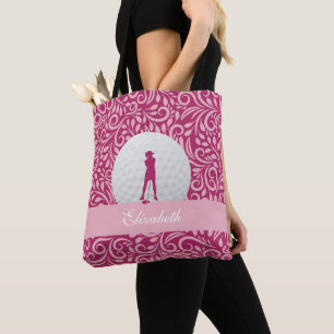 Damen-Golfer-Silhouette mit individuellem Namensmu