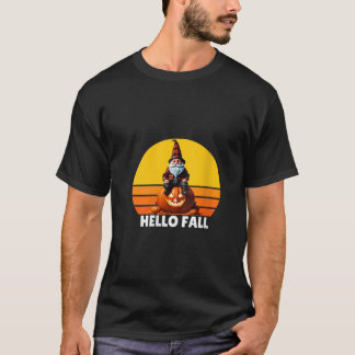Damen-Hallo-Herbst-Kürbis-Karo-LKW-Gnome für H T-Shirt