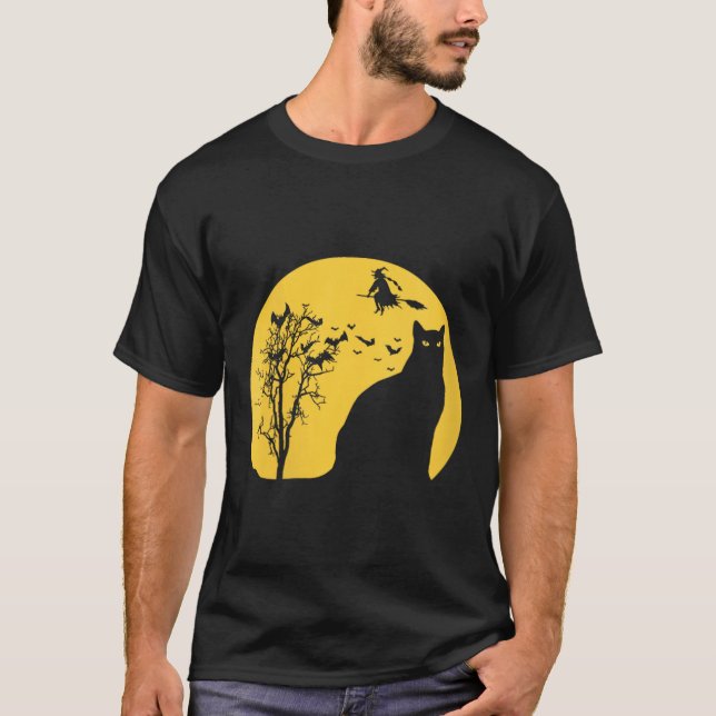 Damen Halloween mit schwarzer Katze Candy V-Aussch T-Shirt (Vorderseite)