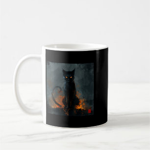 Damen Halloween Schwarze Katze V-Ausschnitt Kaffeetasse