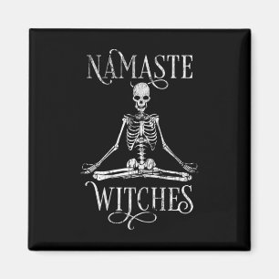 Damen Halloween Yoga Skelett Namaste mit Distresse Magnet