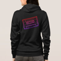 Damen-Hoodie mit Neon-Rot-Lila-Audiokassette