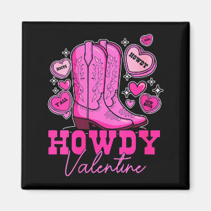 Damen Howdy Valentine _ Hübsche rosa Cowboystiefel Magnet