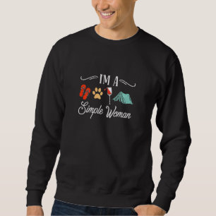 Damen Ich Bin Eine Einfache Frau Camping Wein Hund Sweatshirt