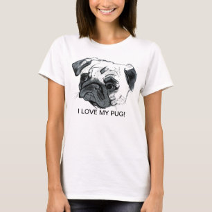 Damen "ich Liebe T - Shirt meines Mops"