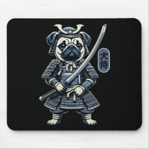 Damen Japanisch Samurai Dog Tattoo, Mops Dog Kawai Mousepad